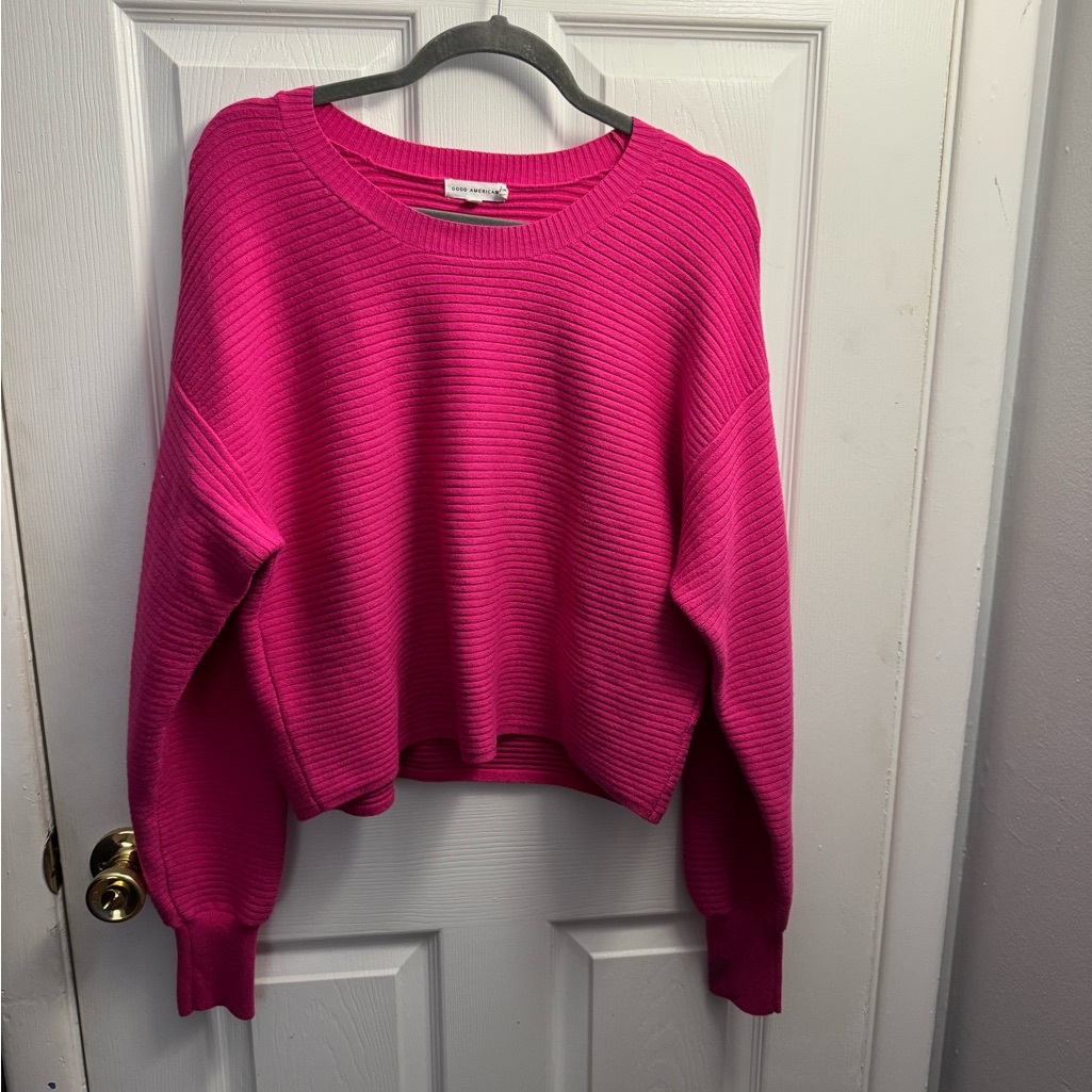 Good American Fuchsia Crew Neck Sweater